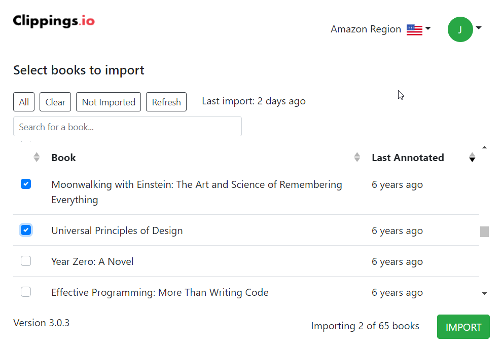 Kindle Highlights Browser Import